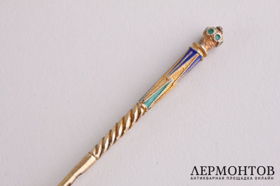 Ложка чайная. Серебро 84 пробы, эмаль, золочение. Россия, до 1917 г.