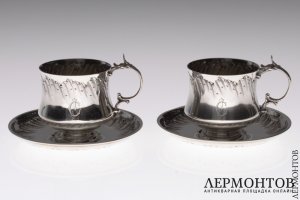 Набор кофейный для двоих. Серебро 950. Франция