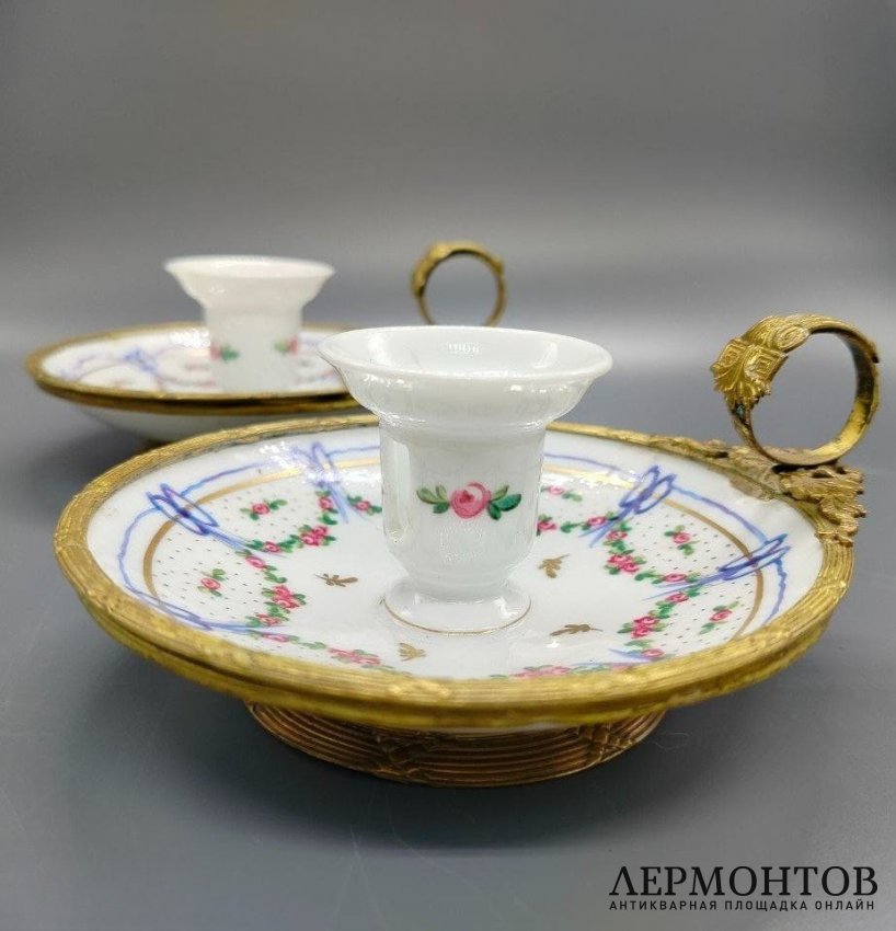 Парные подсвечники «Праздник». Фарфор, латунь, Josephine, Китай, 1980–1990-е годы