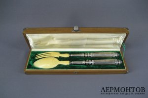 Раздаточный набор. Серебро 950 пробы, кость. Франция, XIX век.