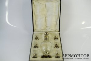 Набор для ликера. Стекло, серебро 950 пробы. Франция,XIX век. 