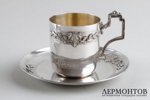 Две кофейные пары из серебра 950 пробы. Стиль ампир. Франция, XIX в.