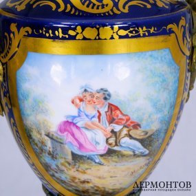 Ваза-кубок (2 шт.). Фарфор, бронза, кобальт,Франция, конец XVIIIв.
