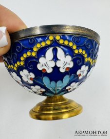 Чайная пара. Серебро 925 пробы, эмаль по скани, золочение, «Русские самоцветы», Россия, 2000 год