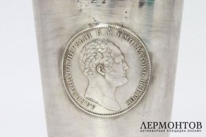 Карандашница, стакан в память открытия Александровской колоны. Серебро. Россия, 1894.