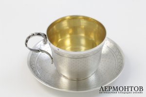 Чайная пара, Франция, 19 век, серебро, 300 мл