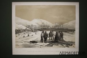 Литография. Солдатские могилы на берегу Балаклавской бухты. У. Симпсон. Лондон, 1855г