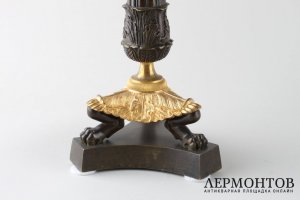 Парные подсвечники на львиных лапах в стиле Ампир. Франция, Париж, первая треть 19 в.