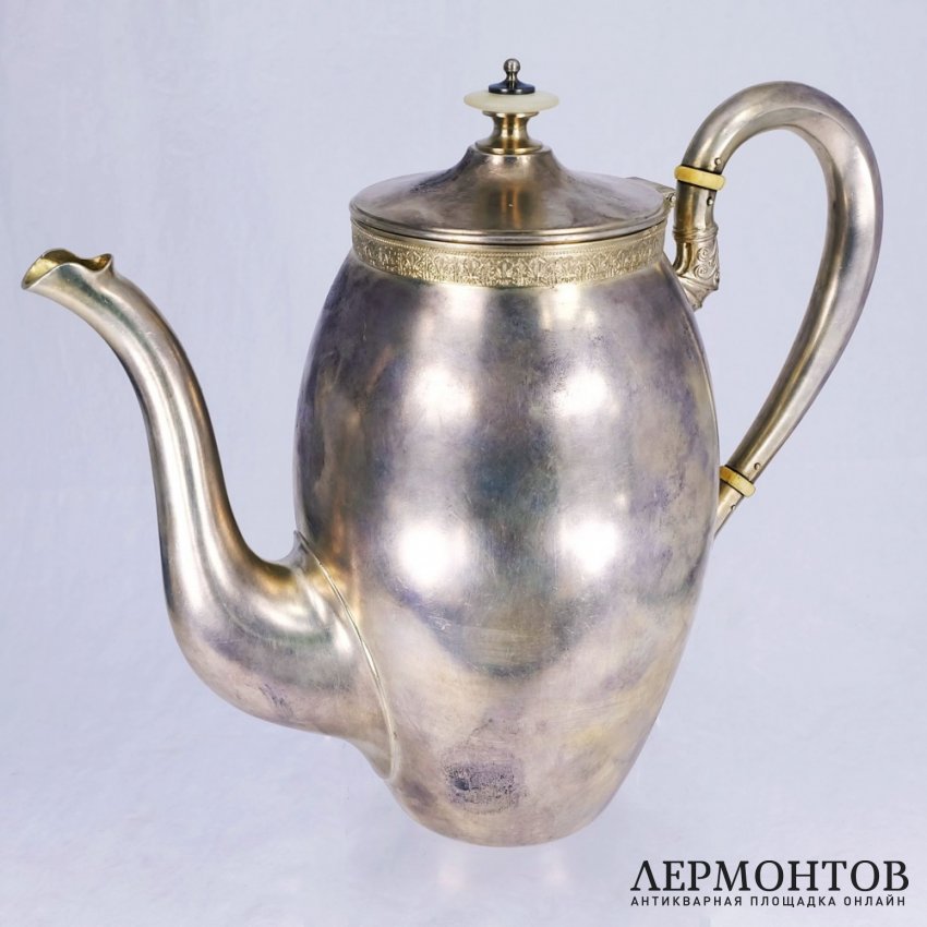 Кофейный набор: кофейник с сахарницей. Серебро 84. Российская империя
