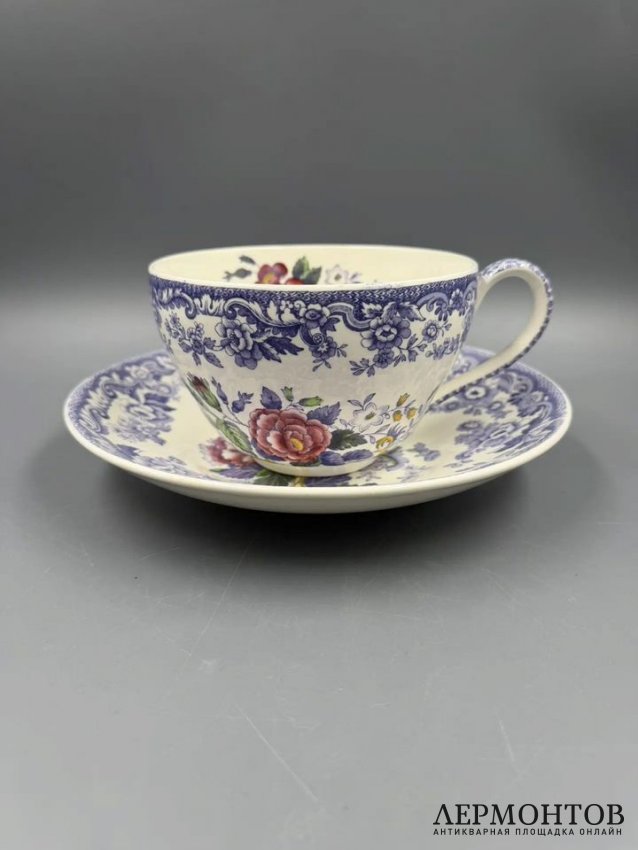 Чайная пара «Mayflower». Фаянс, роспись, Copeland Spode, Англия, 1920–1940 годы