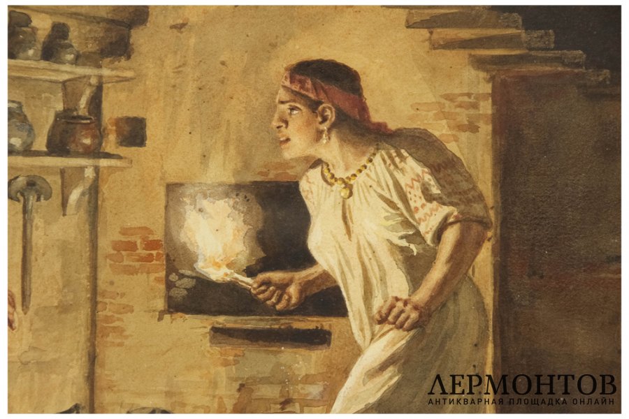 Картина. Муж вернулся не ко времени, конец XIX в. Малышев Василий Григорьевич. 