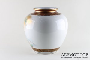 Ваза Пейзаж с птицей. Фафрор, роспись. Япония, Киндзан Кутани, вторая половина XX в.