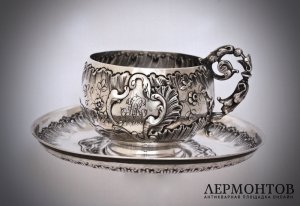 Серебряная кофейная пара. Франция. Серебро 950 пробы