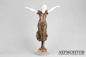 Скульптура Танцовщица в стиле Ар Деко. Франция, Париж, авт. T. Lemoyne, 1920-е гг. 