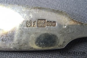 Комплект столовых ложек на шесть персон. Серебро 84 пробы, Россия, 1988 год.