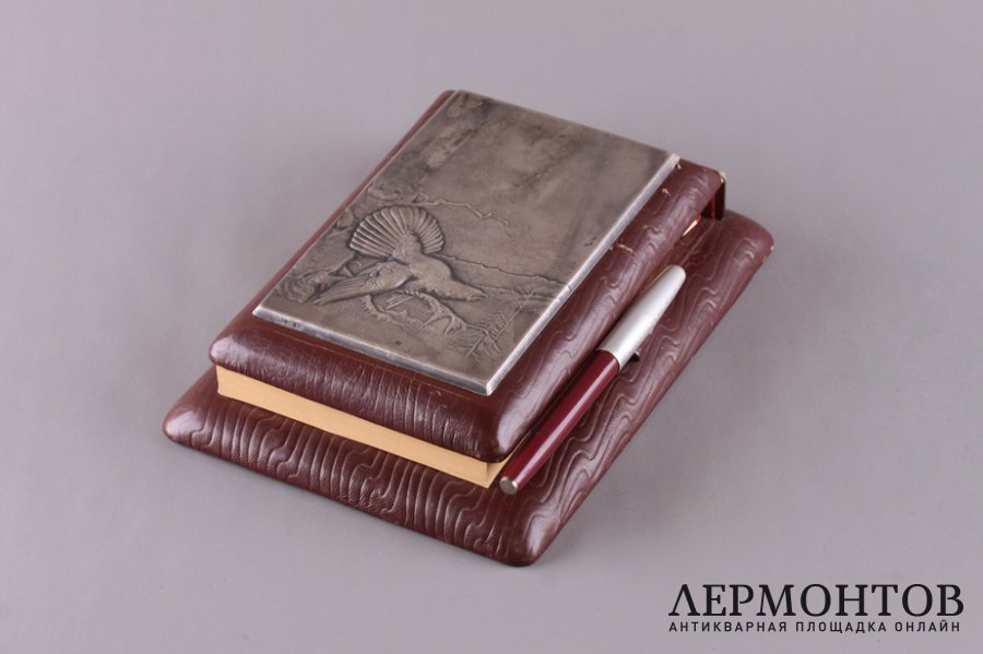 Блокнот настольный с ручкой. Серебро 875. СССР, 1927-1955 гг.