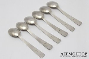 6 кофейных ложек. Серебро, эмаль. СССР, 1960-80е гг.