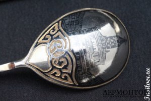 Набор ложек "Виды Москвы". Серебро 84. Российская империя