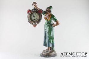 Часы каминные, настольные Девушка-служанка. Германия, Lenzkirch, 1880е гг.