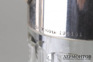 Графин. Серебро 800 пробы, хрусталь. Германия, H.Schapek, начало 20 века.