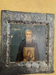 Икона «Святой Аврамий». Басма, живопись, Россия, 18–19 века