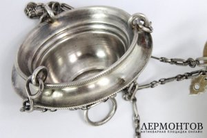 Массивная лампада, русский стиль. Серебро 84 пробы. Россия, 1870 г.