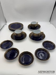 Чайный сервиз с кобальтом. Фарфор, фабрика Гарднера, Россия, 1870–1890 годы