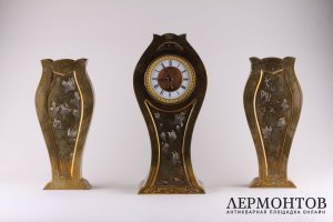 Каминный гарнитур в стиле модерн. Латунь. Германия, начало 20 века.