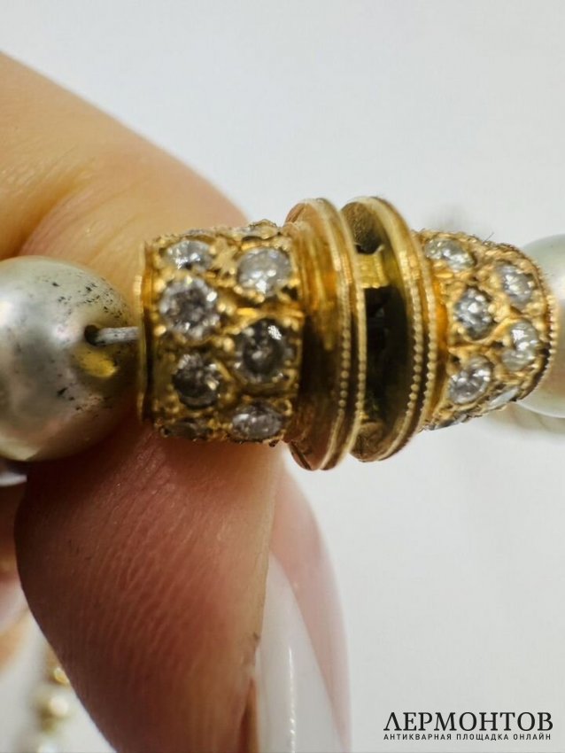 Колье из жемчуга акойя с бриллиантами. Золото 750, Pertegato Enrico, 1-я пол. 20 в.