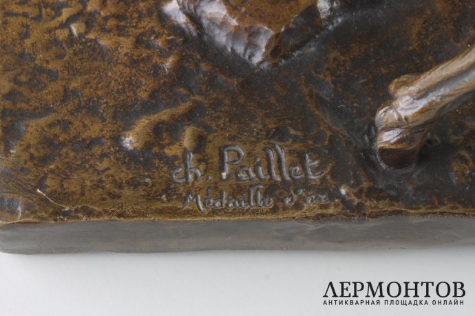 Скульптура. Олень и лань.  Charles Paillet. Бронза, золочение. Франция