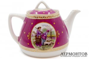 Чайный кофейный сервиз Пастушки. СССР, Дулевский фарфоровый завод, 1920-е гг. Фарфор.