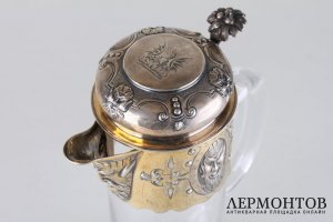 Графин в викторианском стиле. Серебро 925 пробы, стекло. Лондон, 1853 г.