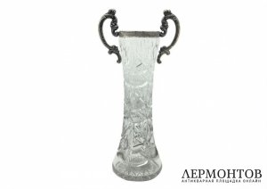 Ваза для цветов в ст. неоклассика. Россия, 1900-е гг. Серебро 84 пробы, хрусталь. 