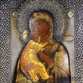 Икона Владимирской Божьей матери. Серебро 84. Российская империя