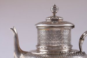 Чайник в стиле ампир. Wilkens, Hamburg. Серебро 800 пробы. Германия