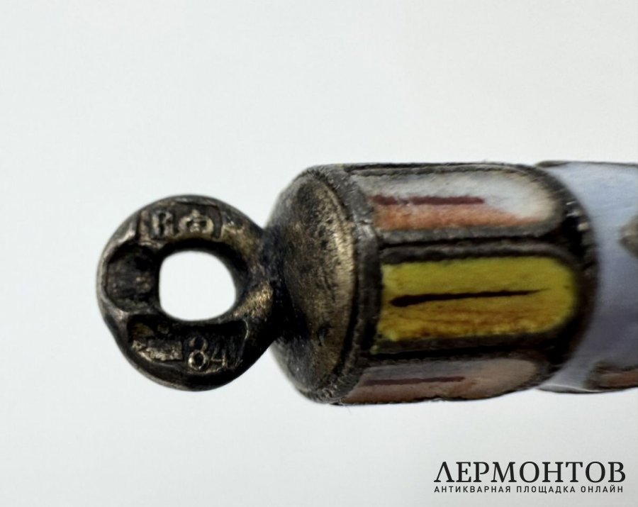 Перьевая ручка. Россия, нач. 20 века. Серебро 84 пр, расписная эмаль.