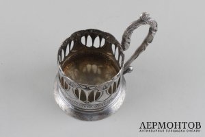 Подстаканник в стиле модерн. Россия, Москва, мастер Адриан Иванов. Серебро 84 пробы.