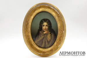Портрет Юной девушки. Западная Европа, конец 19 века. Фарфор, живопись.