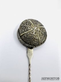 Ситечко. Серебро 84 пробы, скань, мастер А. Афанасьев, Россия, 1795 год