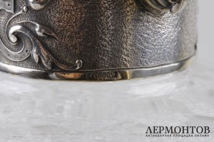 Графин для воды и вина в стиле ампир. Серебро 800, хрусталь. Германия, кон. XIX в.