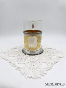 Подстаканник со стаканом. Серебро 84 пробы, А. Кузмичёв, Россия, 1908–1917 годы