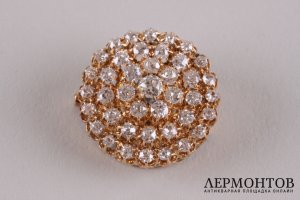 Брошь Малинка. Россия, Москва. Золото 56 пробы. 2,41 ct бриллианты. Заключение.