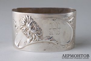 Кольцо для салфетки в стиле модерн. Серебро 950 пробы. Франция, нач. XX в.