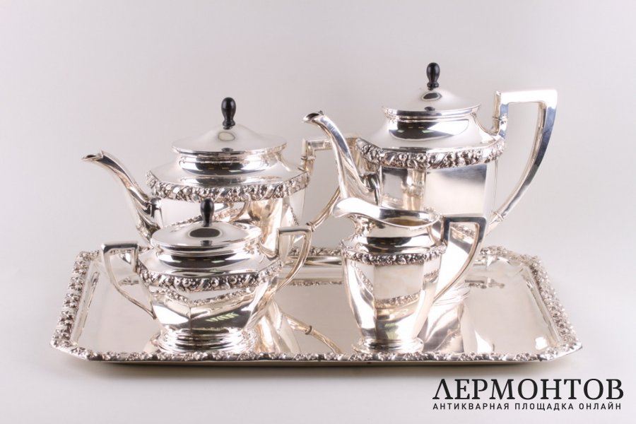 Чайный кофейный сервиз из 5 предметов. Германия. Серебро 800 пробы. 3 000 гр.