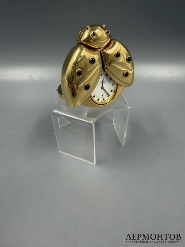 Настольные часы «Божья коровка». Латунь, золочение, оникс, Chopard