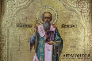 Икона.  Св. Епископ Лев Катанский. Дерево. Российская Империя, XIХ век.
