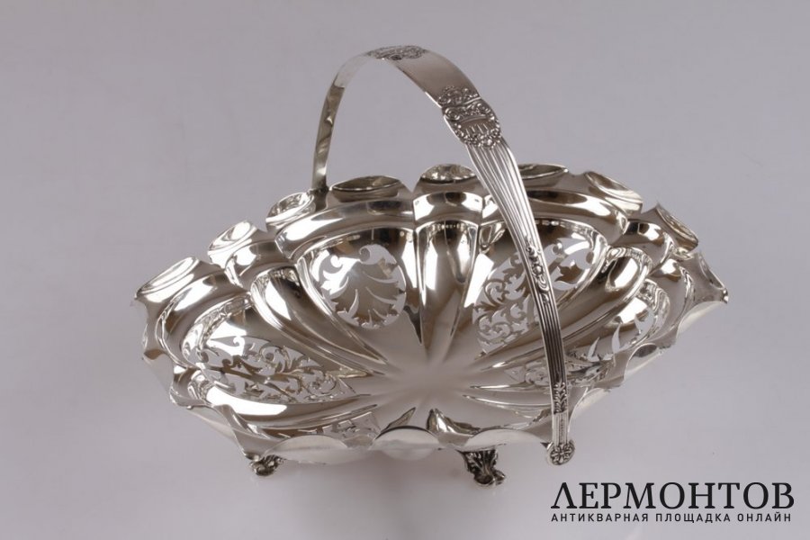 Сухарница ажурная. Williams. Серебро 925 пробы. 1904 год. Англия