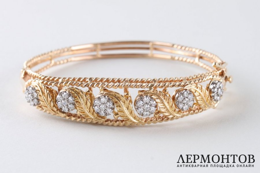 Браслет. Желтое золото 585 пробы, бриллианты 1,14 ct. Европа, сер. XX в.