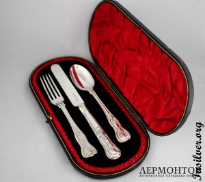 Десертный набор "Эгоист". R. Stebbings. Серебро 925. Англия.