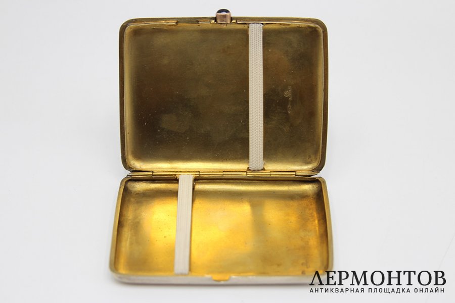 Портсигар Аллегория ночи, модерн. Серебро 84 пробы. Россия, К. Фаберже, 1899-1908